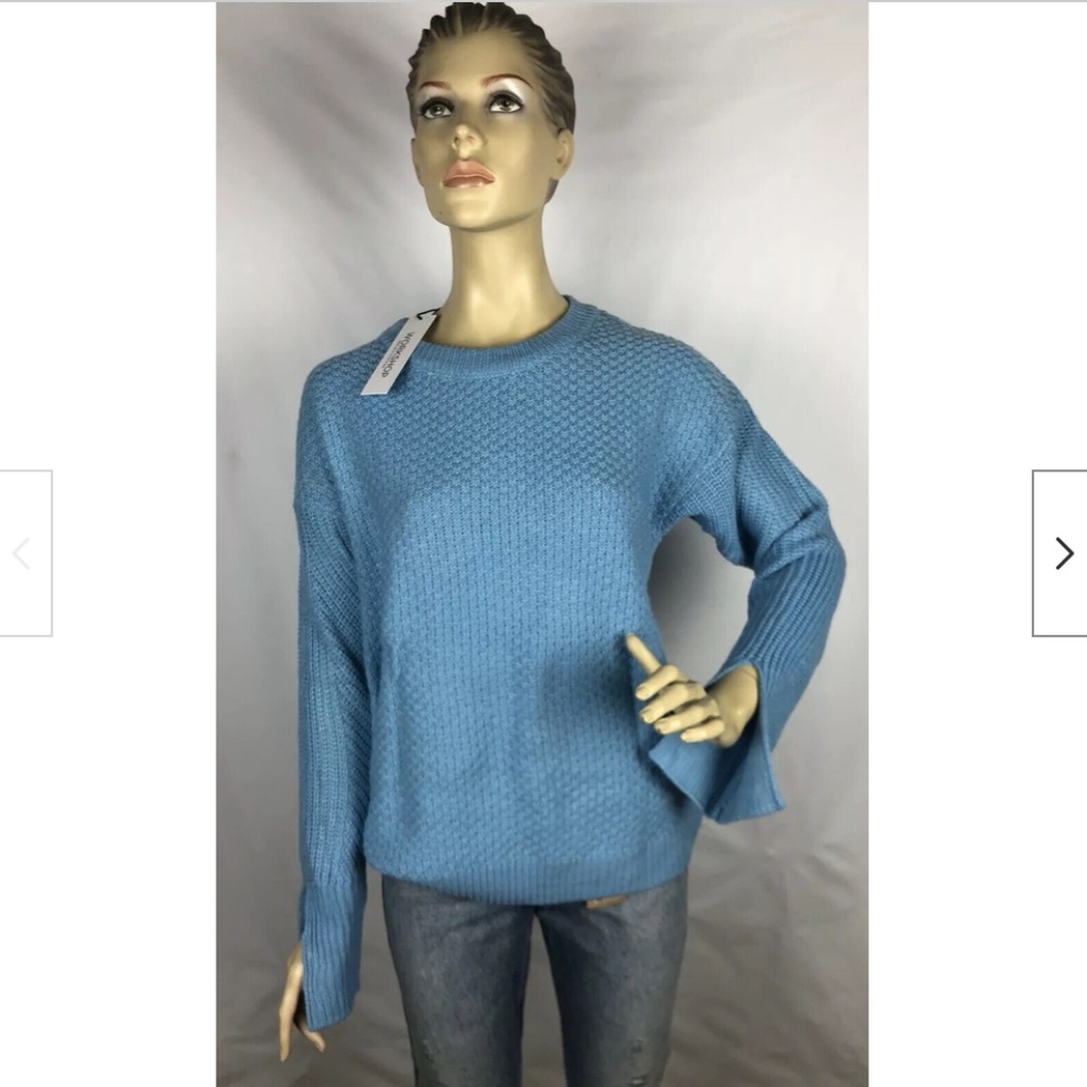 Workshop Republic Clothing Womens Knit Blue Pullover Sweater Size M Open Sleeve